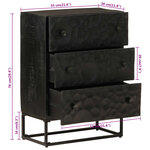 vidaXL Commode noir 55x30x76 cm bois massif de manguier et fer