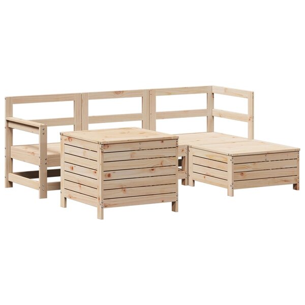 vidaXL Salon de jardin 5 Pièces bois de pin massif