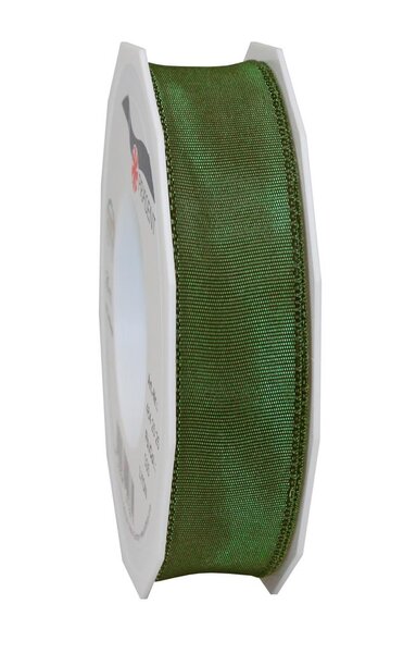 Ruban de soie acetat laitonné lyon 25-m-rouleau 25 mm vert sapin