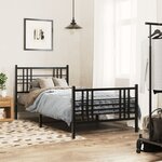 vidaXL Cadre de lit métal sans matelas avec pied de lit noir 107x203cm