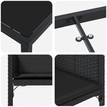 vidaXL Ensemble salle à manger jardin 5 pièces avec coussins Noir Rattan PE