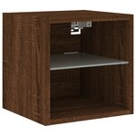 vidaXL Meuble TV mural avec lumières LED chêne marron 30x28 5x30 cm