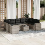 vidaXL Salon de jardin avec coussins 10 Pièces gris clair résine tressée