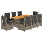 vidaXL Ensemble à manger de jardin 9 Pièces coussins gris résine tressée
