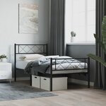 vidaXL Cadre de lit métal sans matelas avec pied de lit noir 107x203cm