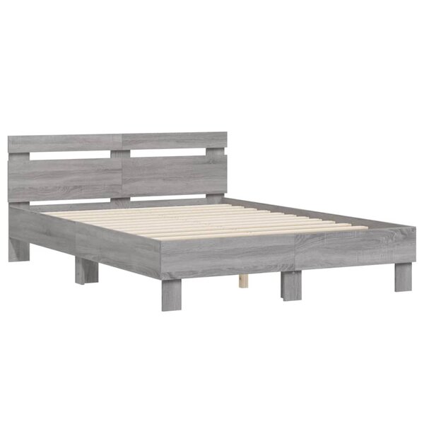 vidaXL Cadre de lit avec tête de lit sonoma gris 135x190 cm