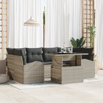 vidaXL Ensemble de canapé de jardin en 7 pièces avec coussins Gris clair Rotin poly