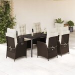 vidaXL Ensemble à manger de jardin et coussins 7 Pièces marron rotin