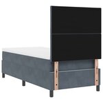 Lit Box Spring avec Matelas gris foncé 100x200 cm en Velours