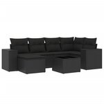 vidaXL Salon de jardin 7 Pièces avec coussins noir résine tressée