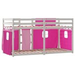 vidaXL Lit superposé avec rideaux rose 80x200 cm bois pin massif