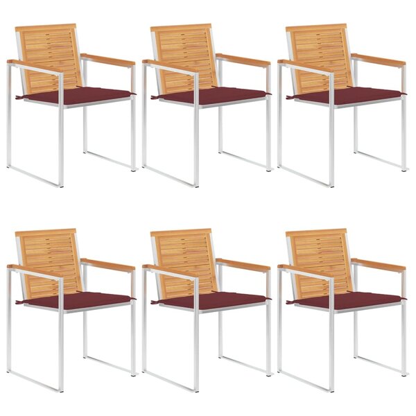 vidaXL Chaises de jardin 8 Pièces avec coussins Bois de teck massif