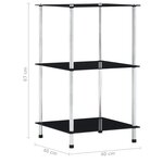 vidaXL Étagère 3 niveaux Noir 40x40x67 cm Verre trempé