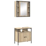 vidaXL Ensemble de Cabinets de Salle de Bain 2 Pièces Chêne Sonoma Bois Ingénierie