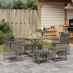 vidaXL Ensemble à manger de jardin et coussins 7 Pièces gris rotin