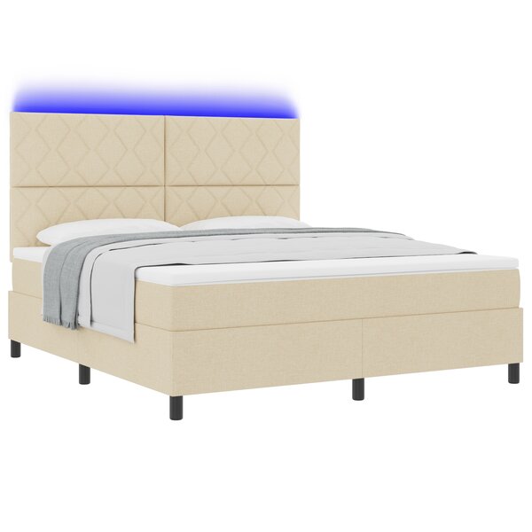 vidaXL Lit à ressort avec matelas & LED Crème 180x200 cm Tissu