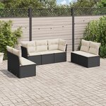 vidaXL Salon de jardin 7 Pièces avec coussins noir résine tressée