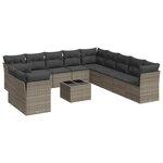 vidaXL Salon de jardin avec coussins 12 Pièces gris résine tressée