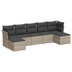 vidaXL Salon de jardin avec coussins 7 Pièces gris clair résine tressée