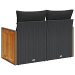 vidaXL Canapé de jardin avec coussins 2 places noir résine tressée