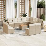 vidaXL Salon de jardin avec coussins 13 Pièces beige résine tressée