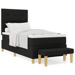Lit à ressorts vidaXL avec matelas et banc noir 100x200 cm en tissu