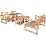 vidaXL Salon de jardin 4 Pièces avec coussins Bambou