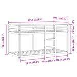 vidaXL Lit superposé avec rideaux bleu 75x190 cm bois pin massif