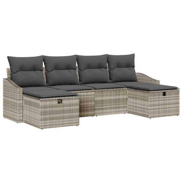 vidaXL Ensemble de canapé de jardin 6 pièces avec coussins en rattan gris clair