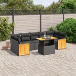 vidaXL Salon de jardin 8 Pièces avec coussins noir résine tressée