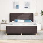 lit box spring vidaXL avec matelas marron foncé 180x200 cm en tissu