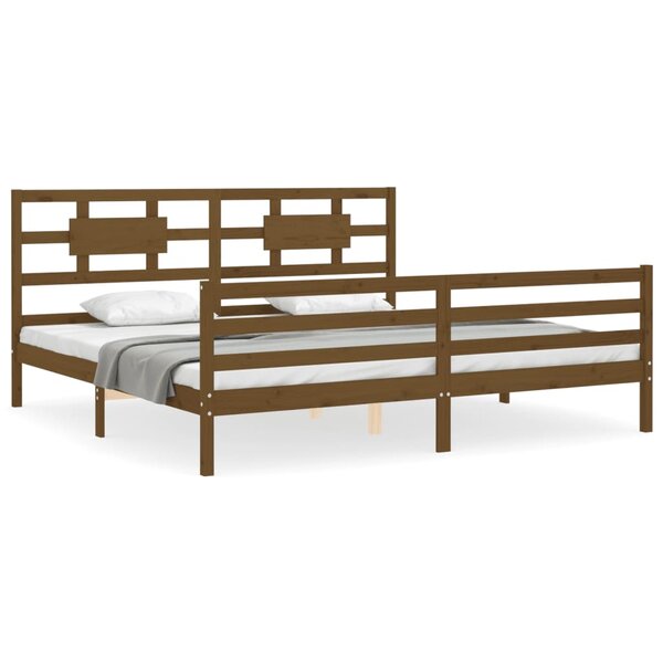 vidaXL Cadre de lit sans matelas marron miel 200x200 cm bois massif