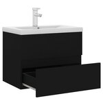 vidaXL Armoire d'évier avec lavabo intégré noir bois d'ingénierie