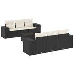 vidaXL Salon de jardin 7 Pièces avec coussins noir résine tressée