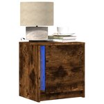 vidaXL Armoire de chevet et lumières LED chêne fumé bois d'ingénierie