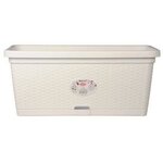 Bac à fleur rectangulaire NATURAL - 66L - 80 cm - Plastique - Blanc