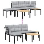 vidaXL Ensemble de banc de jardin avec coussins 4 Pièces noir