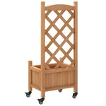 vidaXL Jardinière avec treillis et roues marron bois massif de sapin