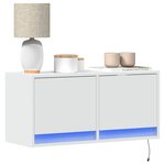 vidaXL Meuble TV mural avec lumières LED blanc 80x31x35 cm