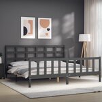 vidaXL Cadre de lit sans matelas gris 200x200 cm bois massif de pin