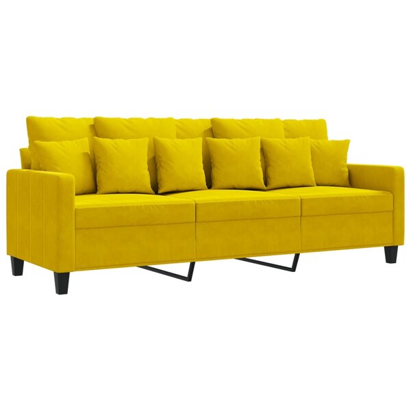vidaXL Canapé à 3 places Jaune 180 cm Velours