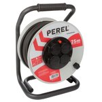 Perel enrouleur de câble en néoprène professionnel 25 m 4 prises