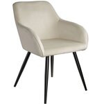 Lot de 6 chaises pieds noir siège de salon cuisine salle à manger design élégant velours beige 08_0000020