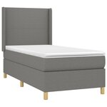 vidaXL Sommier à lattes de lit matelas LED Gris foncé 90x190cm Tissu