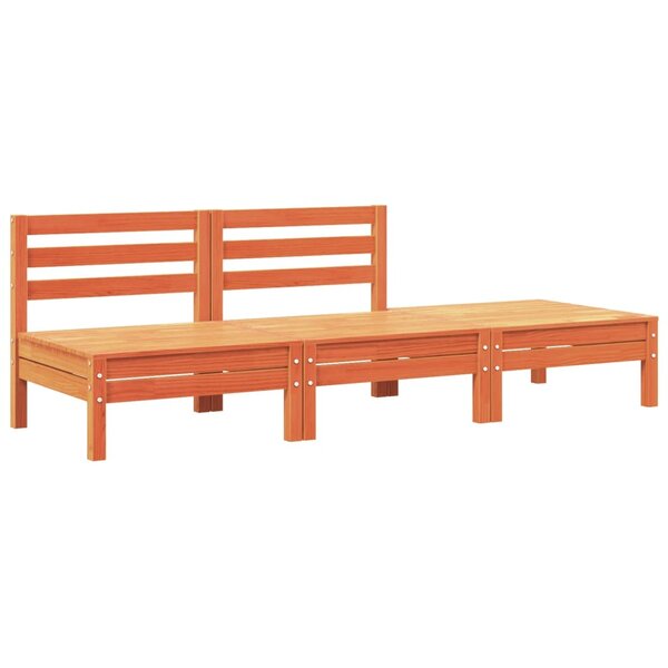 vidaXL Canapé de jardin 3 places cire marron bois de pin massif