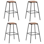 vidaXL Tabourets de bar lot de 4 noir pinède solide et acier