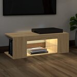 vidaXL Meuble TV avec lumières LED chêne sonoma 90x39x30 cm