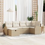 Ensemble de Canapé de Jardin vidaXL 6 Pièces avec Coussins Beige Poly Rattan