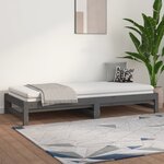 vidaXL Lit coulissant Gris 2x(90x200) cm Bois de pin massif