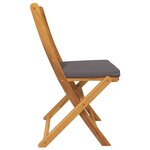 Chaises de jardin pliantes vidaXL avec coussin gris 2Pièces en bois d'acacia massif